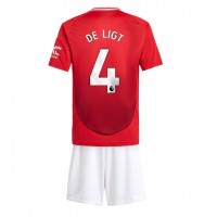 Echipament fotbal Manchester United Matthijs de Ligt #4 Tricou Acasa 2024-25 pentru copii maneca scurta (+ Pantaloni scurti)